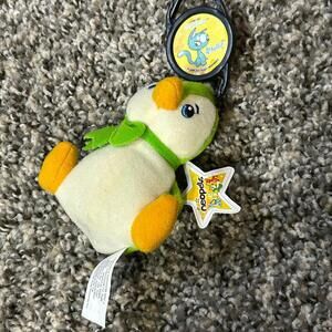 Vintage Y2K 00s Neopets Green Bruce Penguin Plush Clip Keychain Collectible